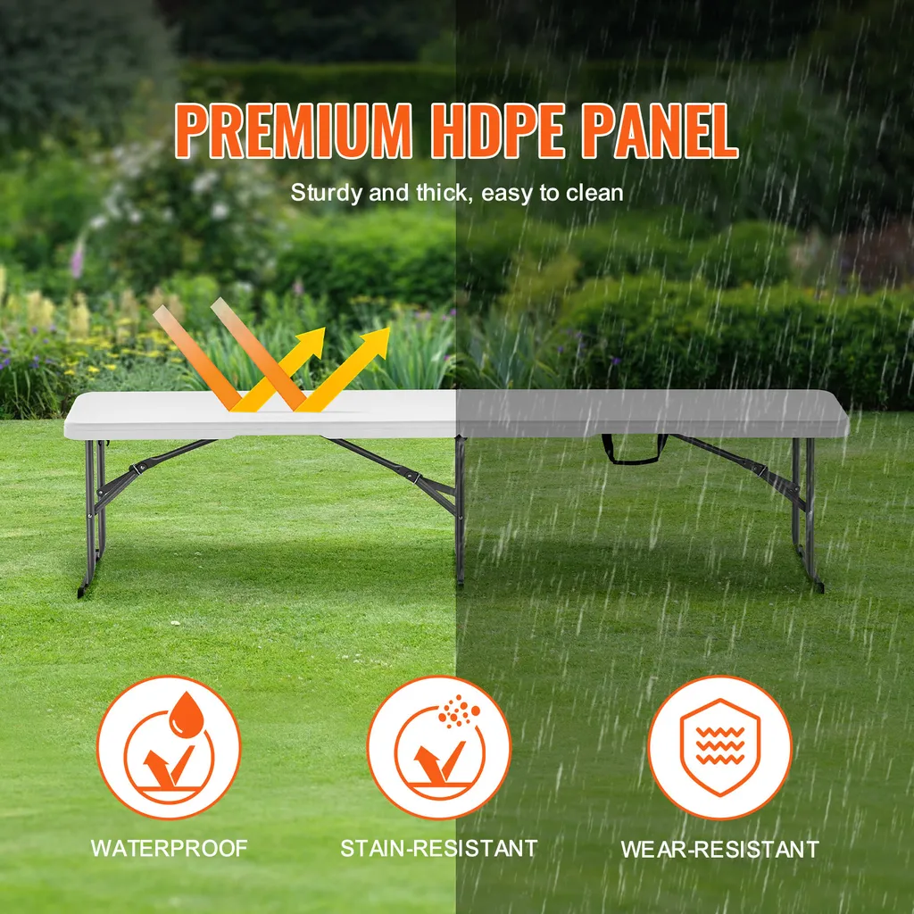 Banc Pliant Gain de Place 183cm - Solution Assise Portable pour Extérieur