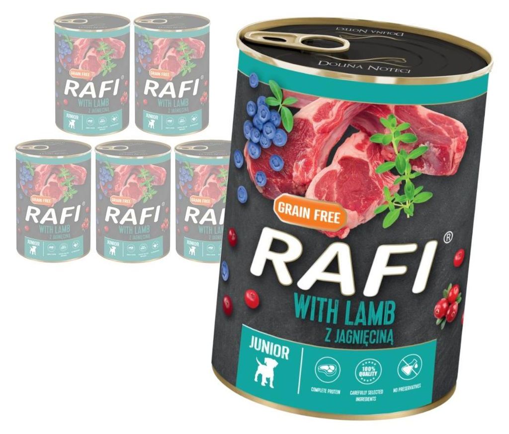 Rafi 6x400g Getreidefreies Nassfutter für Welpen mit Lamm Produktbild 