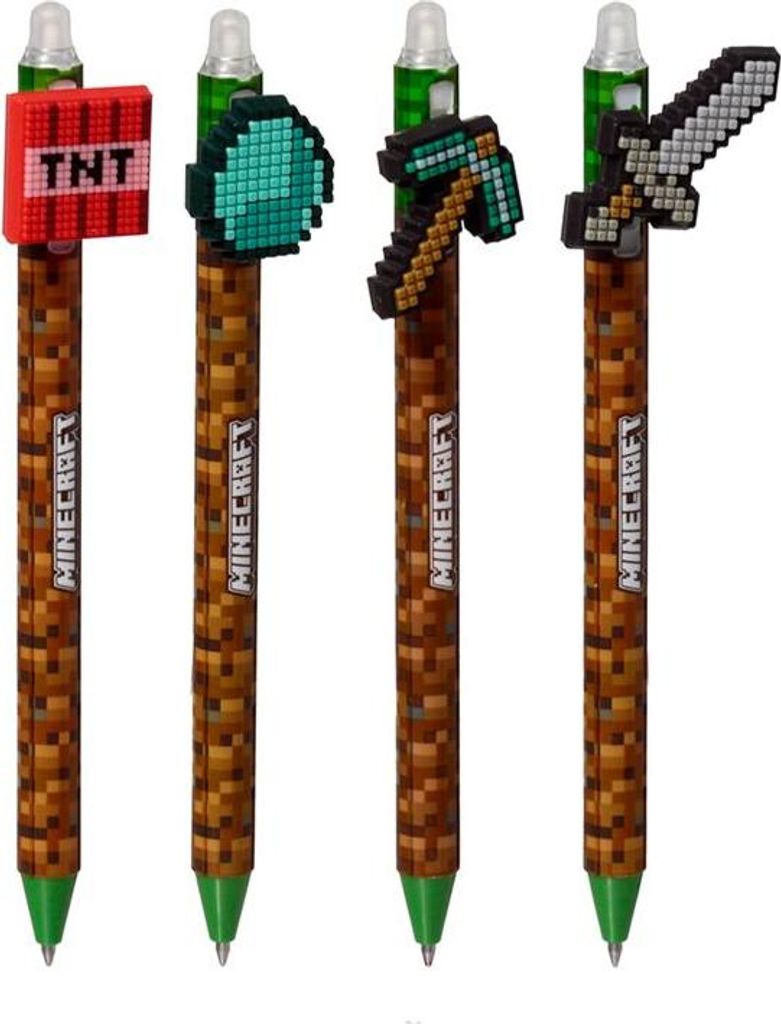 Minecraft-Stift, 4 Typen, mit Radiergummi,Sortiment