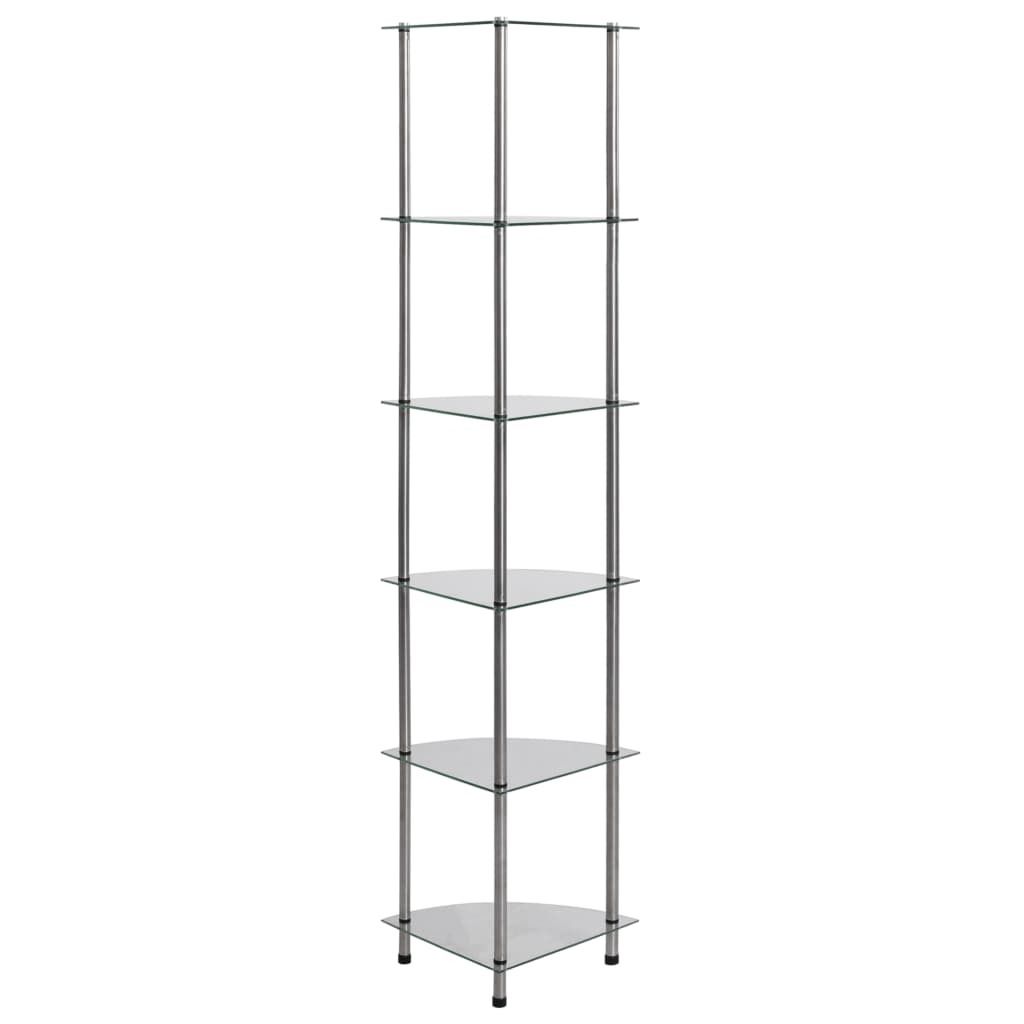Langlebige Regal mit 6 Ablagen Transparent 30x30x160cm Hartglas - Möbel559884 - Bücherregale