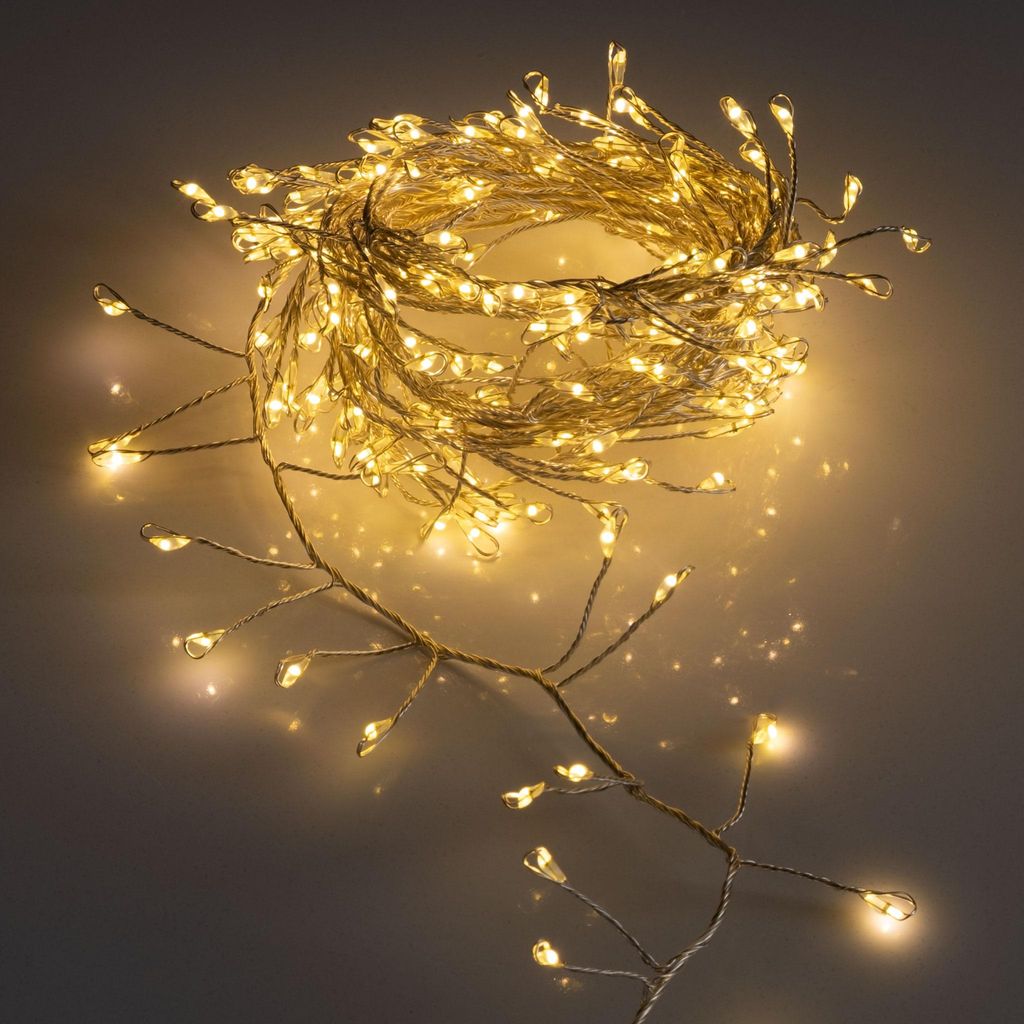 Zilverkleurige LED-lichtslinger met clusterlampjes - 240 Productafbeelding 