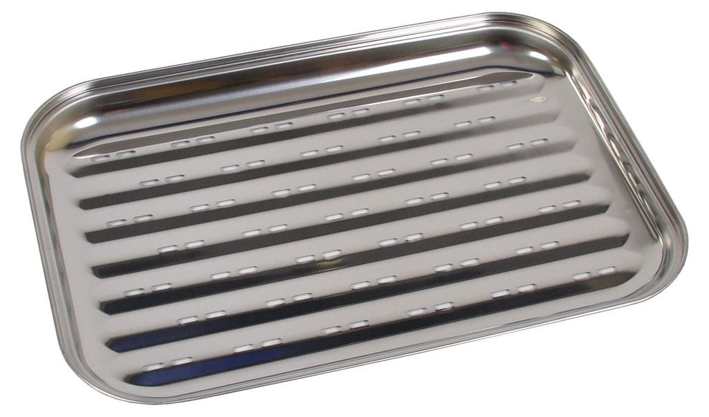 BBQ-Grillschale aus Edelstahl 35x24cm Grillzubehör Pfanne Produktbild 