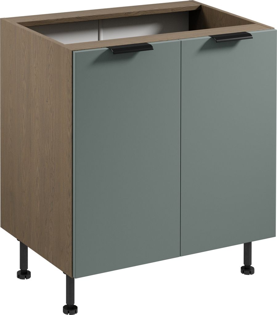 Küchenunterschrank 80 cm mit 2 Türen küchenmöbel Küchenblock, Sorento D80 Grün/Eiche