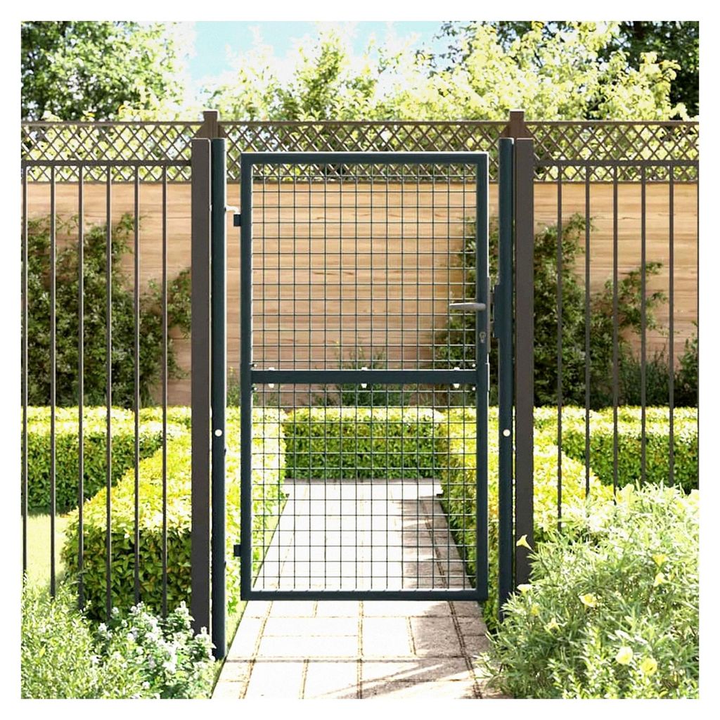 Maschen-Gartentor aus verzinktem Stahl 100 x 150 cm Grau