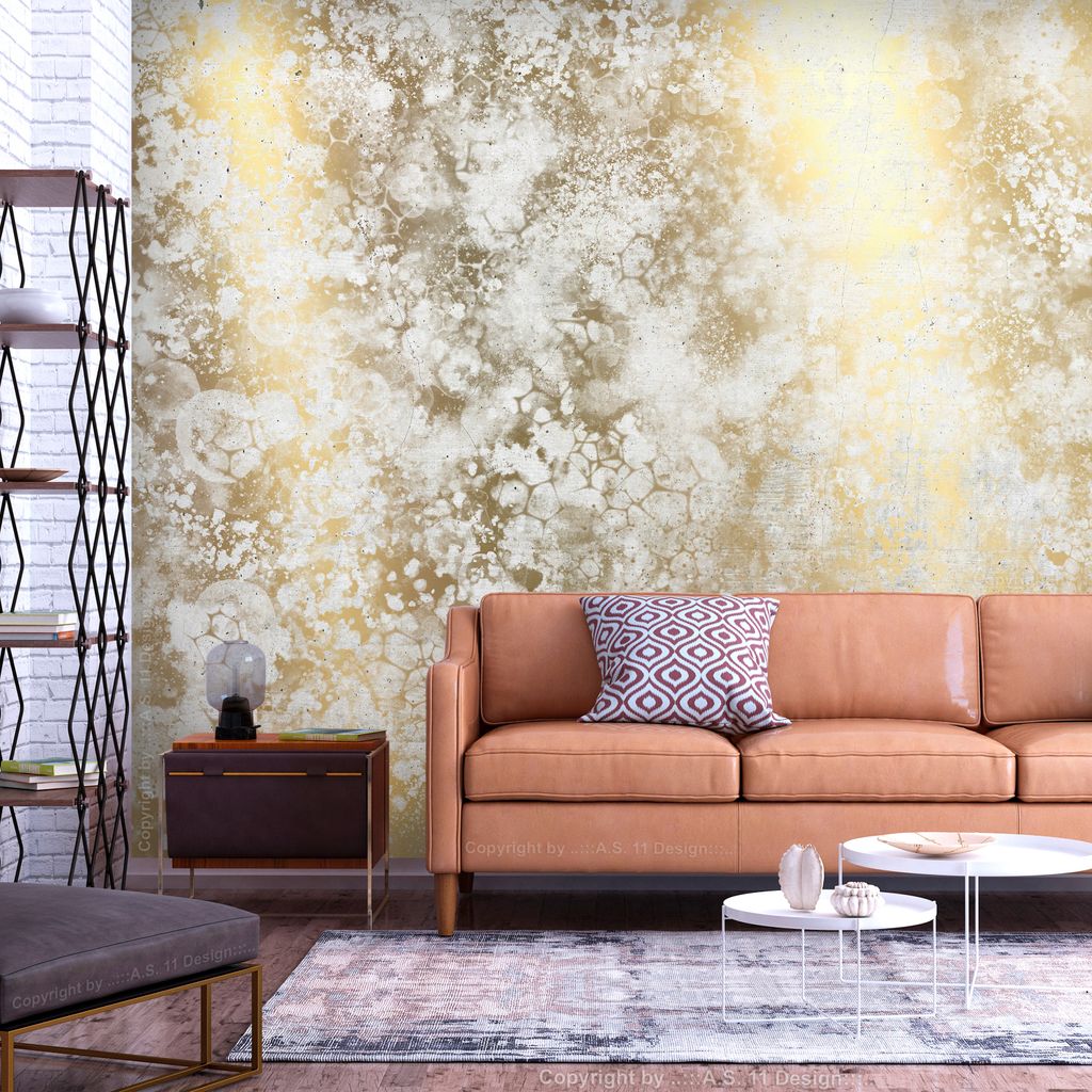 Vlies Fototapete Abstrakt 400x280 cm Tapeten Wandtapete XXL Betonoptik Steinoptik gold f-A-10023-a-a