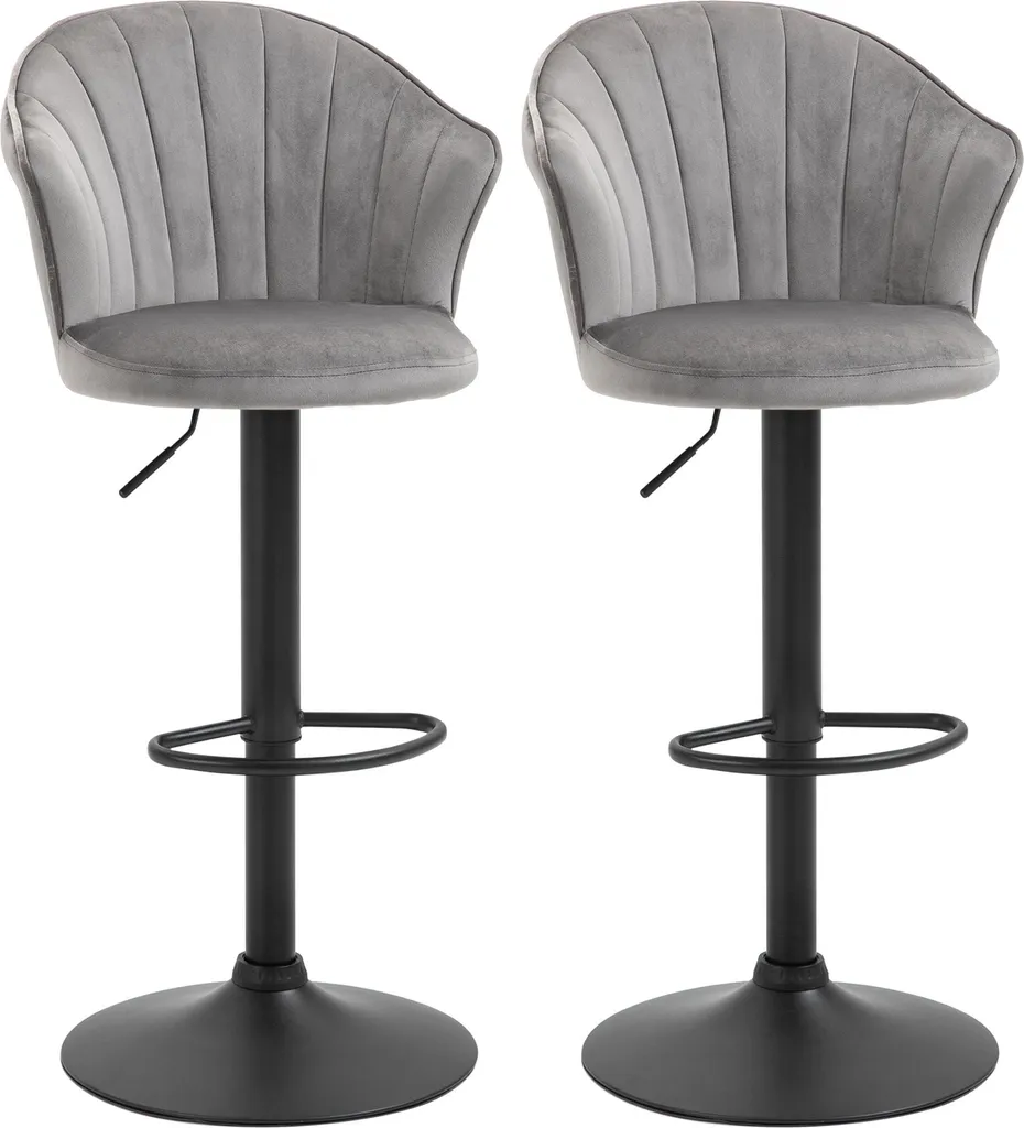 Tabouret de Bar Pivotant avec Dossier Lot de 2 Chaises de Cuisine Grises
