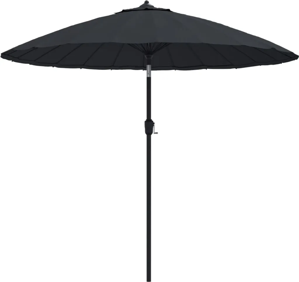 vidaXL Ombrellone Alluminio 270 cm Nero - Parasole da Giardino Robusto