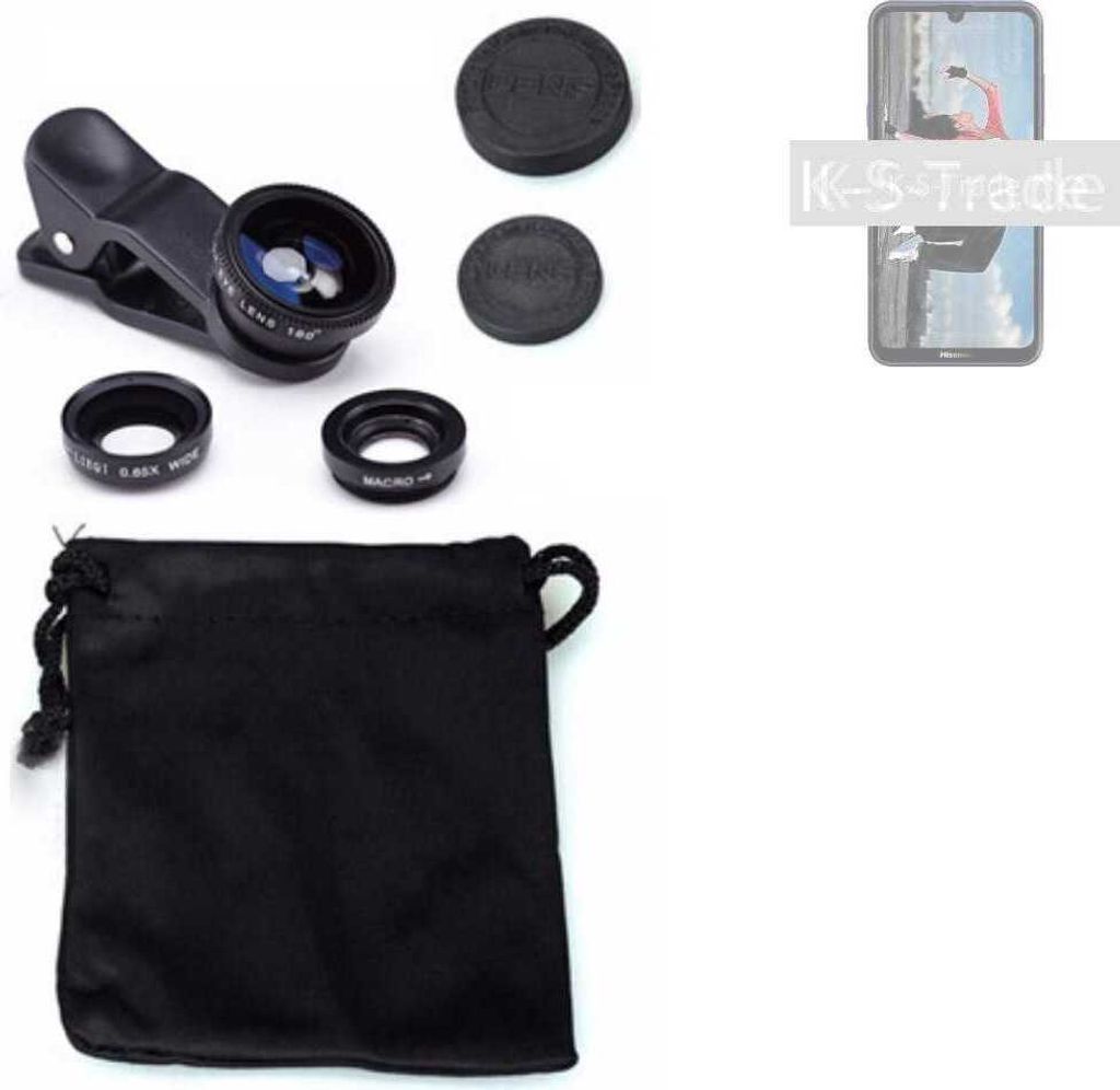 K-S-Trade Smartphone Kamera Linsen Set Kompatibel mit Sony Xperia L3 3in1 Clip-On Kamera Adapter Macro Weitwinkel FishEye Fischauge Objektiv Linse