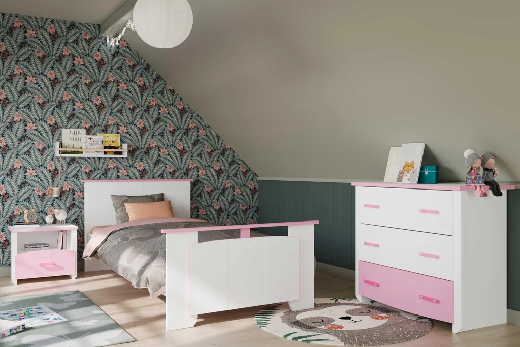 Lit enfant rose et blanc Biotiful 90x190 cm - Structure robuste et chic - 6