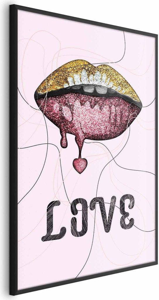 Posterpapier Poster - Fluid Lips 60x90 cm Text m-A-0931-ao-a