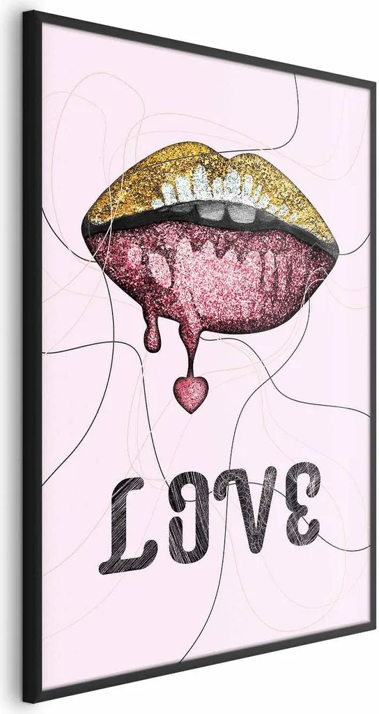 Poster Pop Art Liquid Lips 40x60 - Cornice Nera Integrata Design Moderno