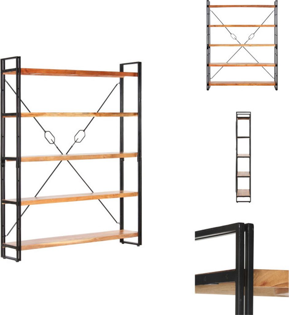 vidaXL Bücherregal 5 Fächer 140x30x180 cm Akazie Massivholz - Bücherregale & Bücherschränke