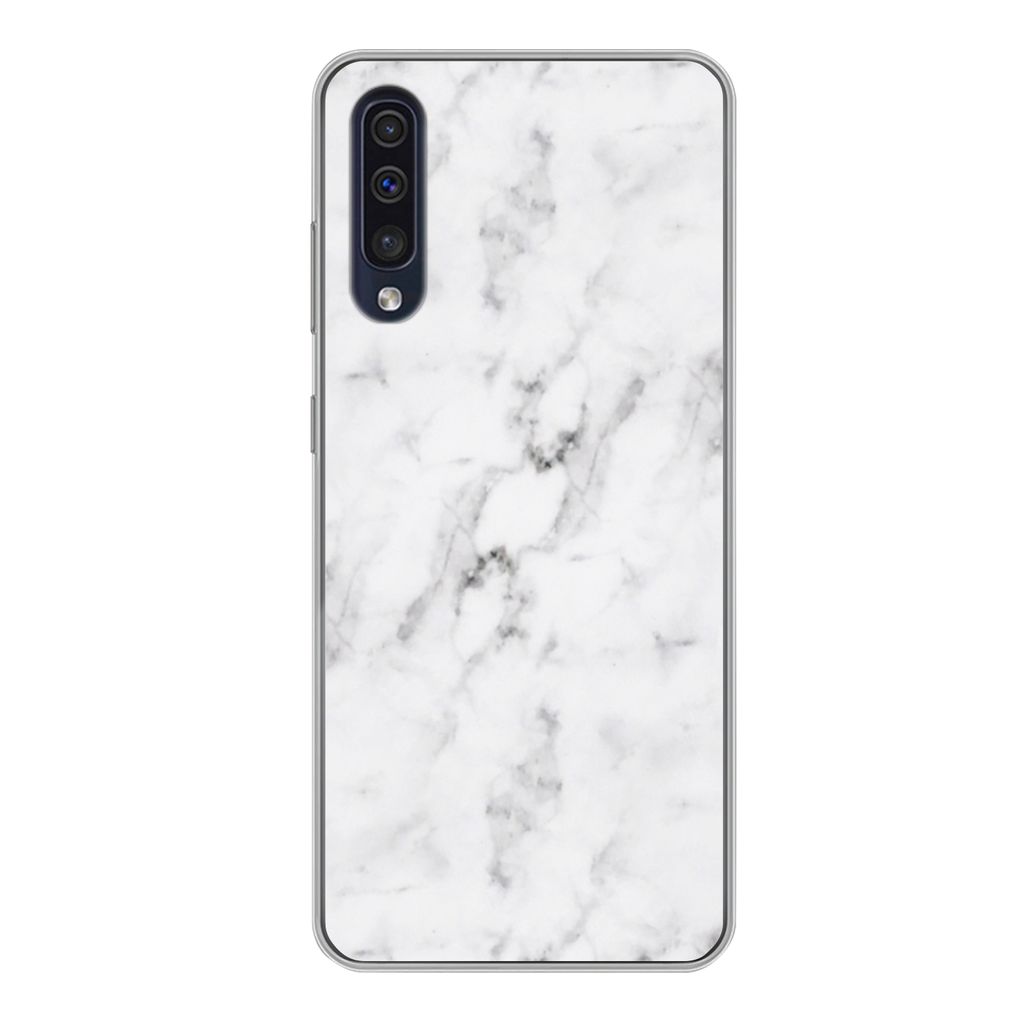 MuchoWow Handyhülle Schutzhülle Hülle für Samsung Galaxy A50 Marmor - Luxus - Weiß - Grau - Marmoroptik Silikon Softcase Handy Hülle - Mobi...