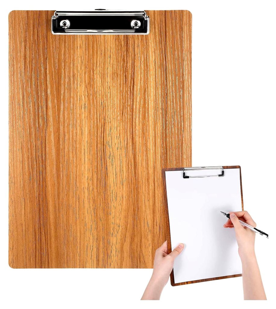 Klemmbrett A4 aus Holz mit Metallklammern, geeignet für Büros, Klassenzimmer, Arbeiten im Freien, Zeichnen und Lernen