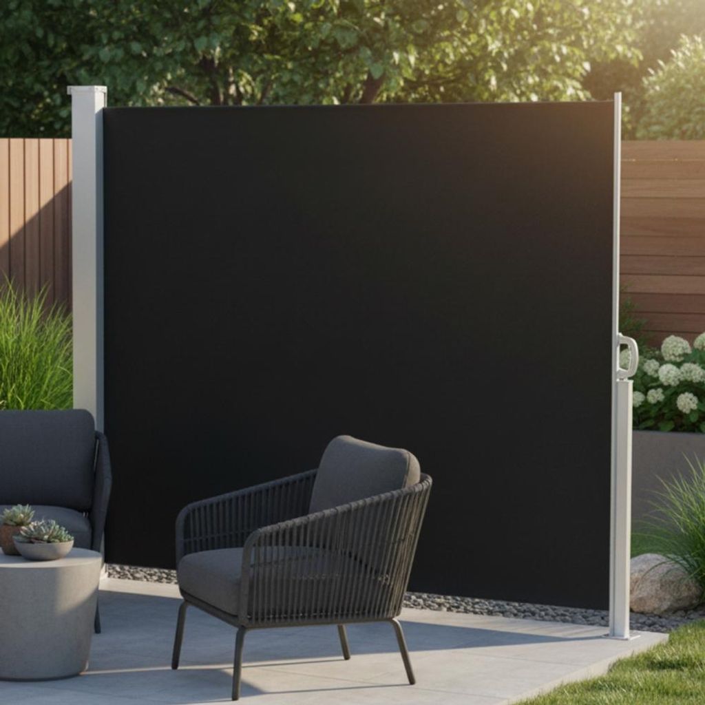 Melko Seitenmarkise ausziehbar Sichtschutz blickdicht Rollo - Schwarz 180x300 cm