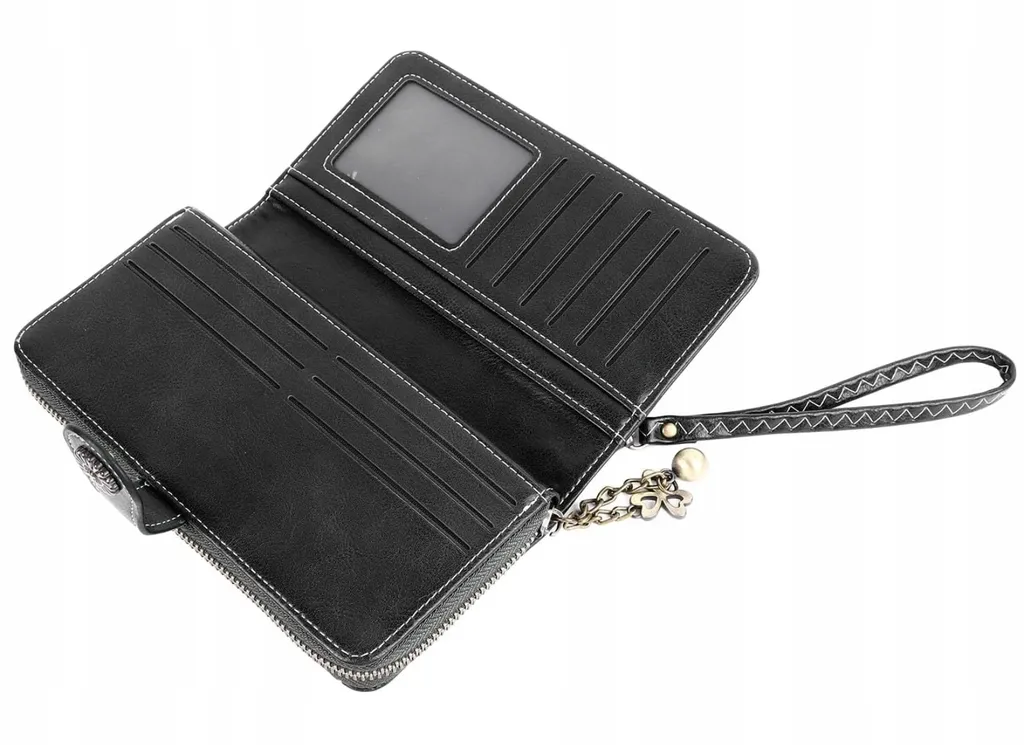 Portafoglio Donna Grande Ecopelle Nero | Business Organizer 19cm - 7