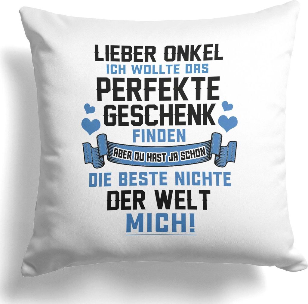22Feels Bester Onkel Geschenk von Nichte Geburtstag Weihnachten Deko Kissen Männer Dekoration Herrentag Wohnaccessoire Wohnzimmer Schlafzimmer Couch