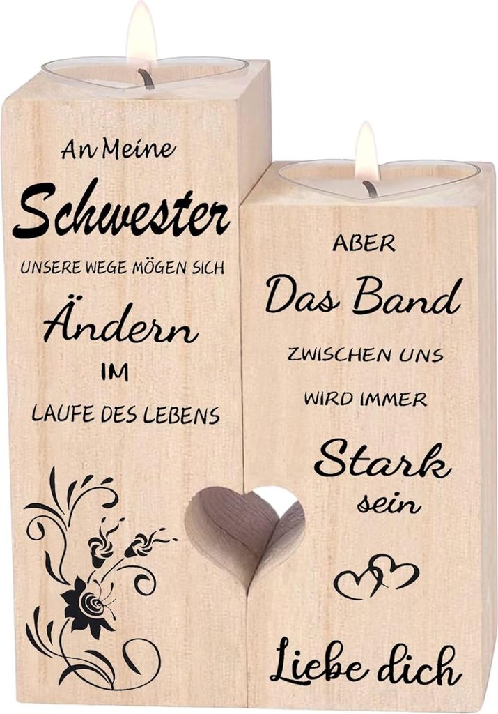 Luckyyds portacandele in legno con candele Regalo ideale Immagine del prodotto 