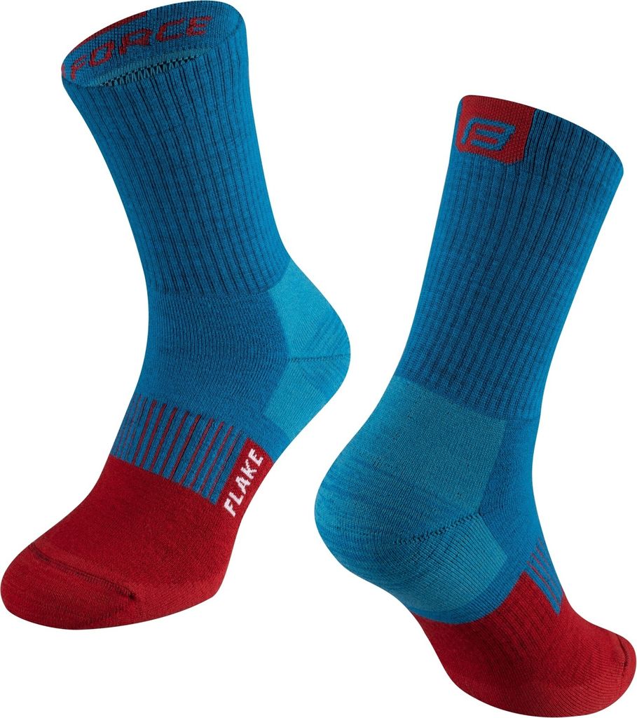 FORCE Merino Socken FLAKE Thermo, S-M/36-41 Blau/Rot
