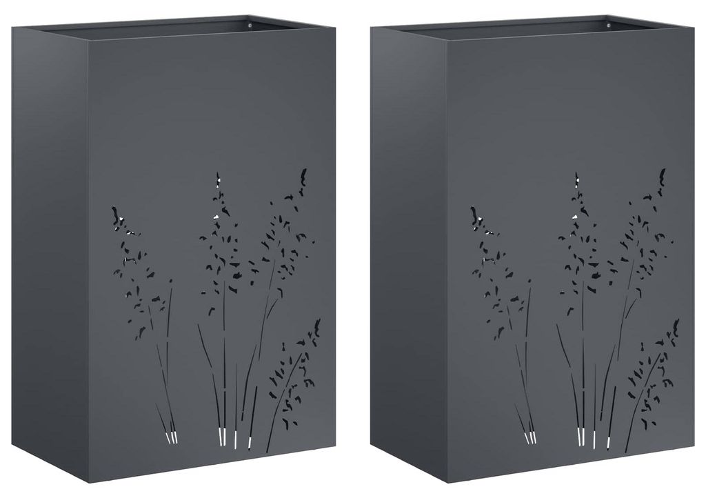 vidaXL Záhradný kvetináč, 2 kusy, antracitová farba, 50 x Obrázok produktu 