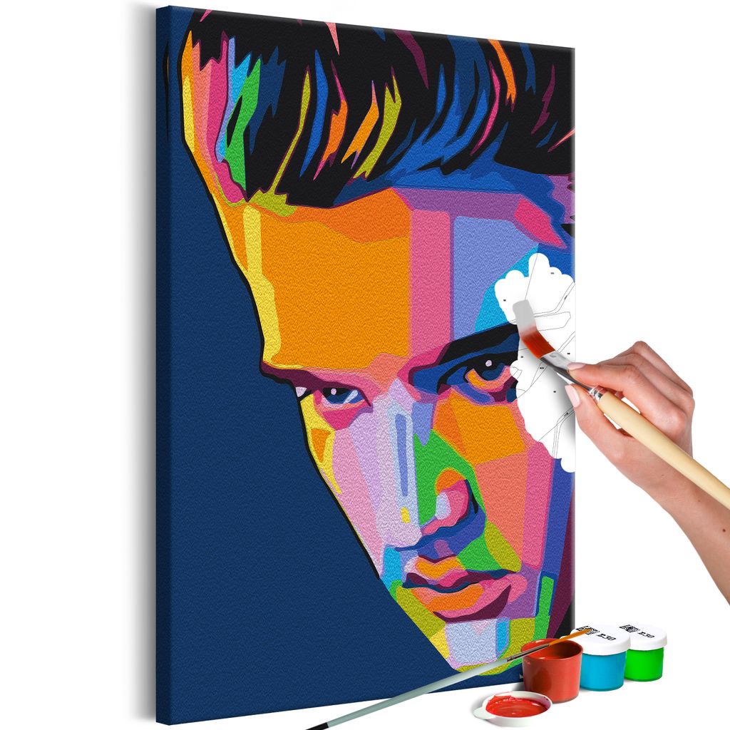 Vlies Malen nach Zahlen - Colourful Elvis 40x60 cm Menschen Produktbild 
