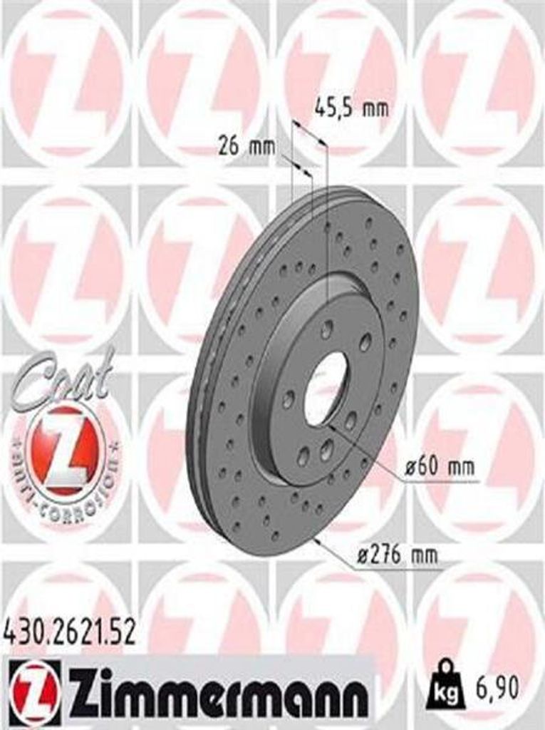 2x ZIMMERMANN Bremsscheibe 430.2621.52 für OPEL Astra J Sports Tourer (P10) 46mm