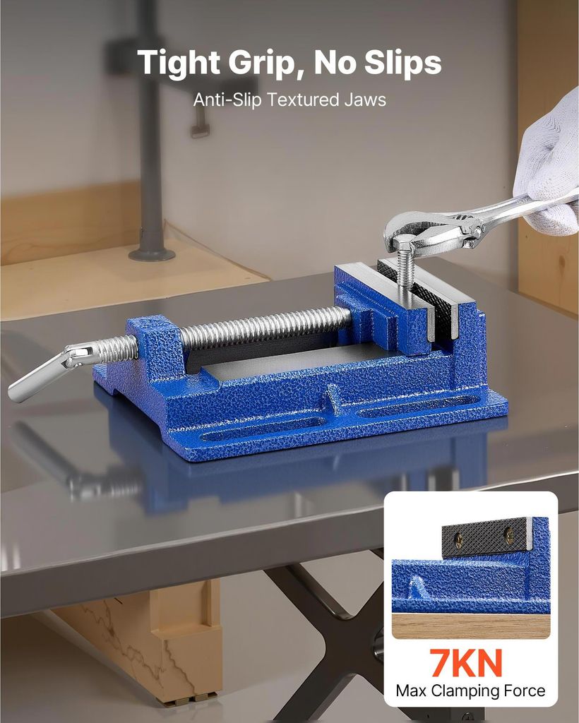 SucceBuy Maschinenschraubstock mit 10,16 cm Backenbreite, Bohrmaschinen-Schraubstock aus Gusseisen, Parallelschraubstock für Holz- und Metallbearb...