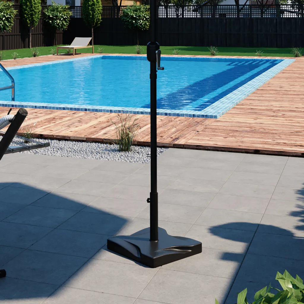 Support parasol noir 42x42cm OK-Living stable avec fixation ajustable