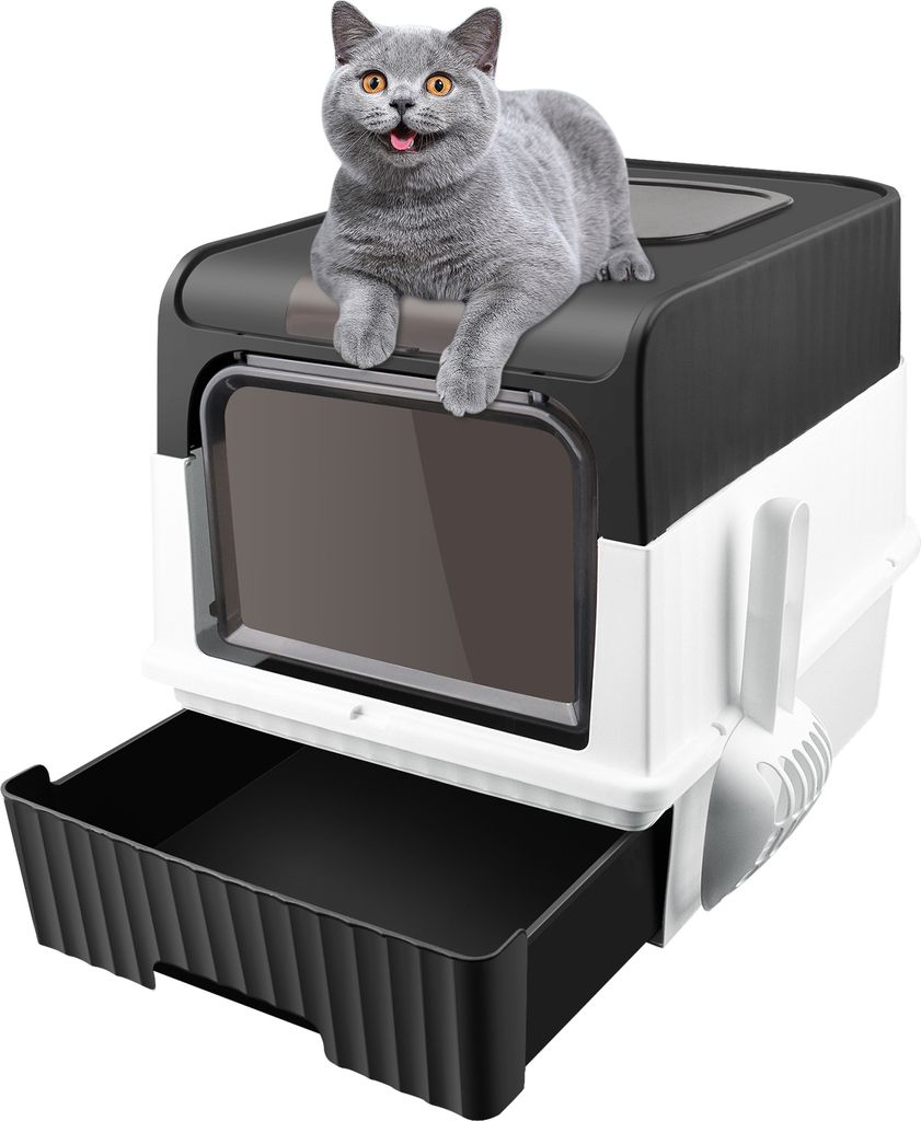 Katzentoilette mit Deckel, Katzenklo Groß,Geruchlose Produktbild 2