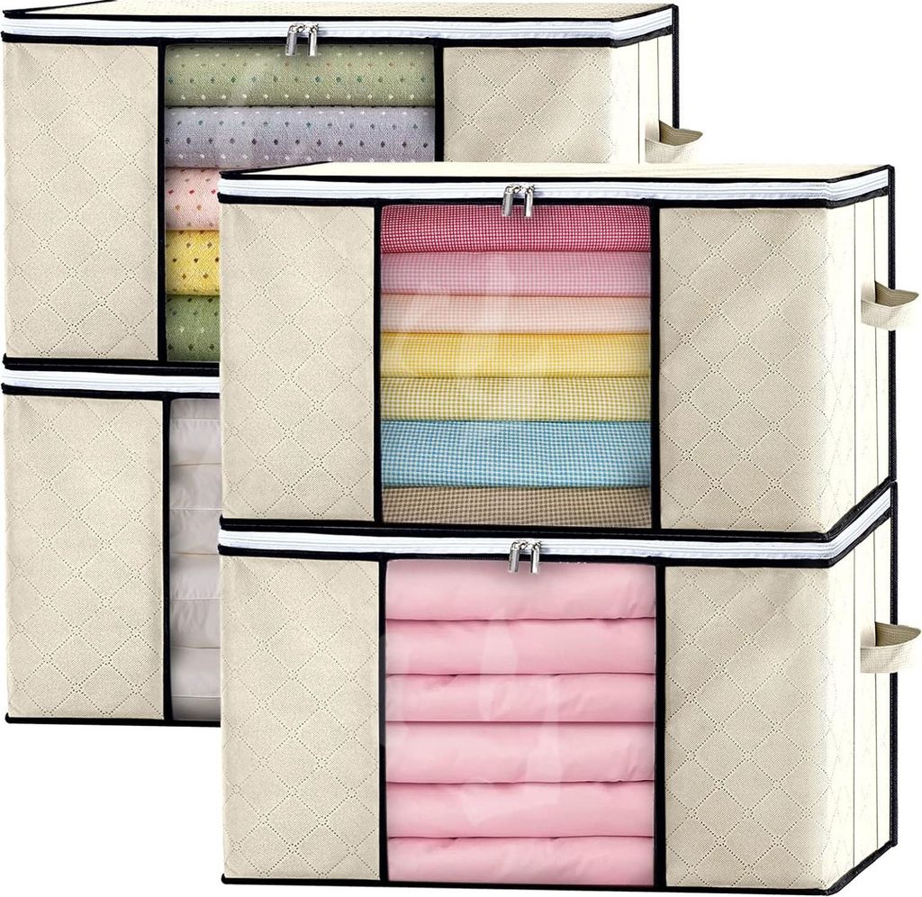 OKWISH 4 Stück Groß Aufbewahrungstasche 60x40cm Faltbare Produktbild 