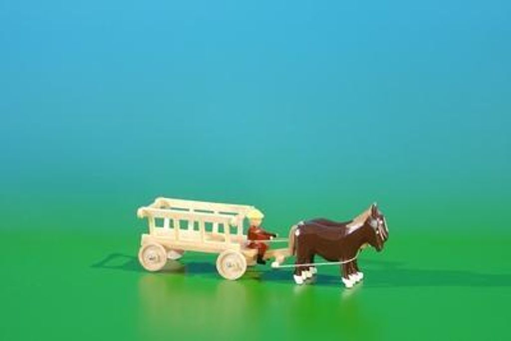 Miniaturen Leiterwagen leer mit Kutscher natur BxH 9x3,5cm NEU