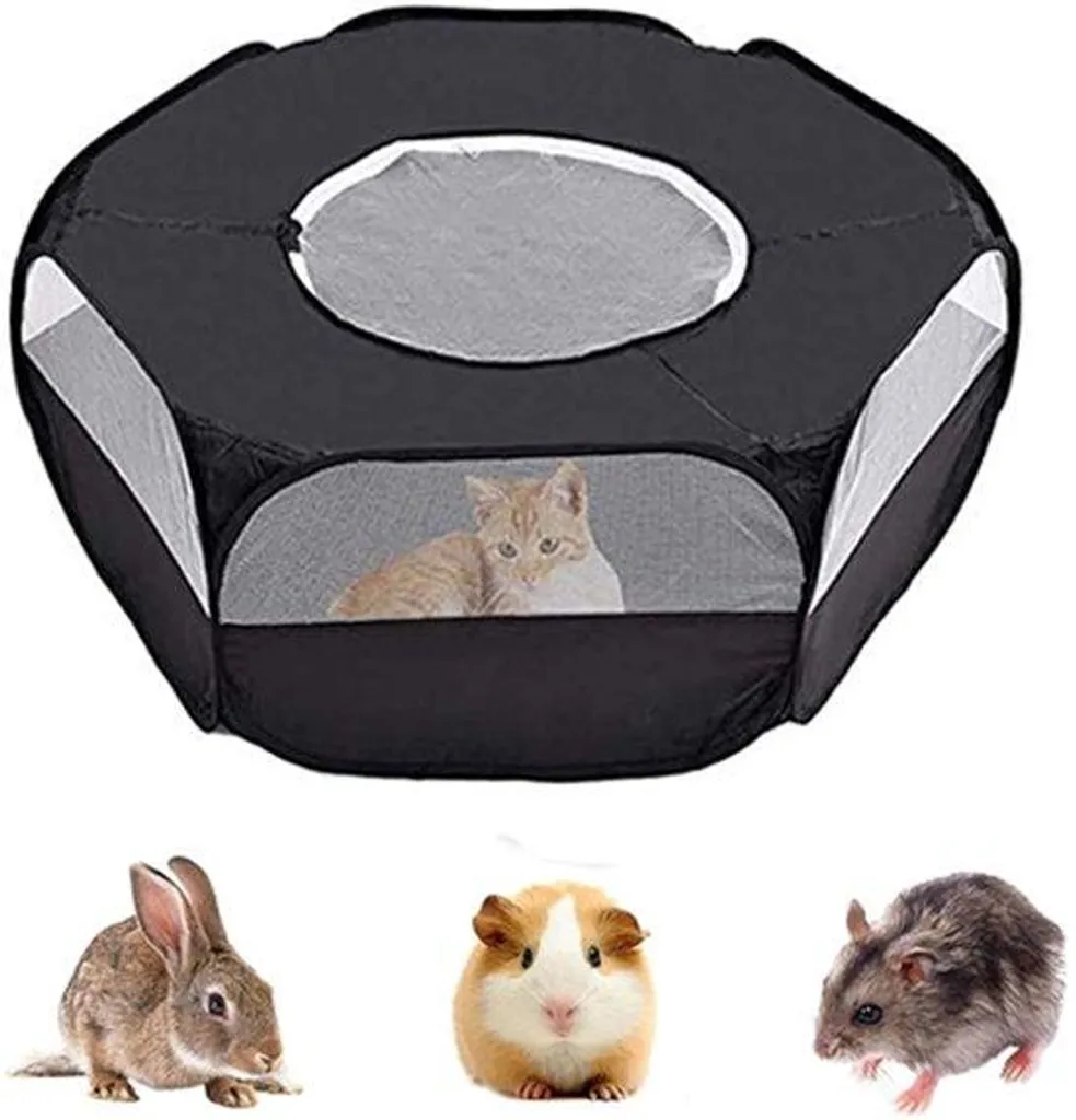 Petite cage de transport hamster noire avec poignée et aération optimale