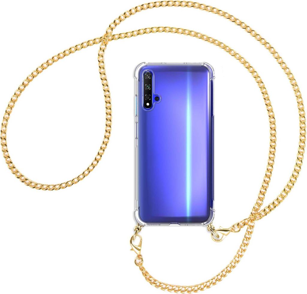 Handykette Backcover-Schutzhülle mit Band (Metall goldfarben) für Honor 20 / Huawei nova 5T - goldfarbene Kette