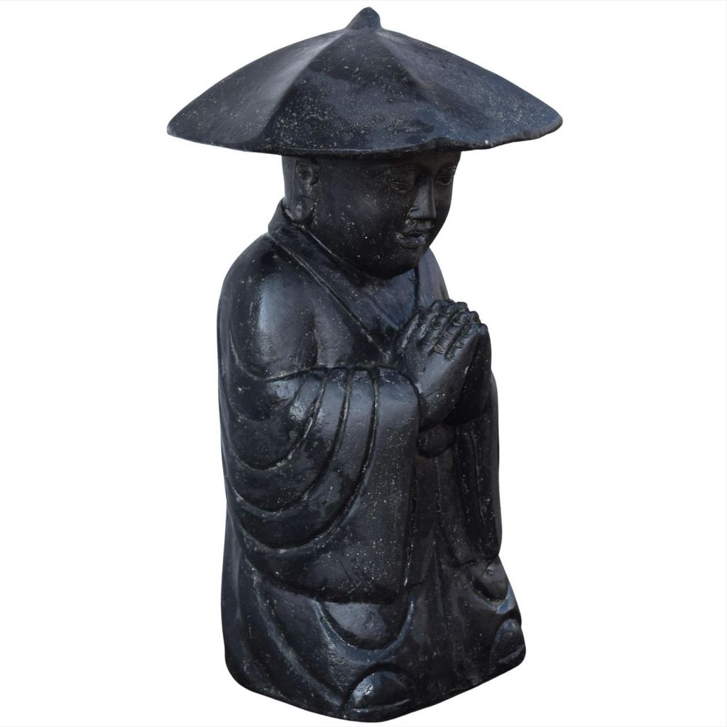 Stonox Shaolin Mönch Figur mit Kopfbedeckung Steinguss 30x45x85 cm