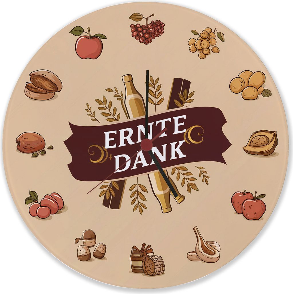 Nostalgische Ernte Dank Wanduhr aus Glas
