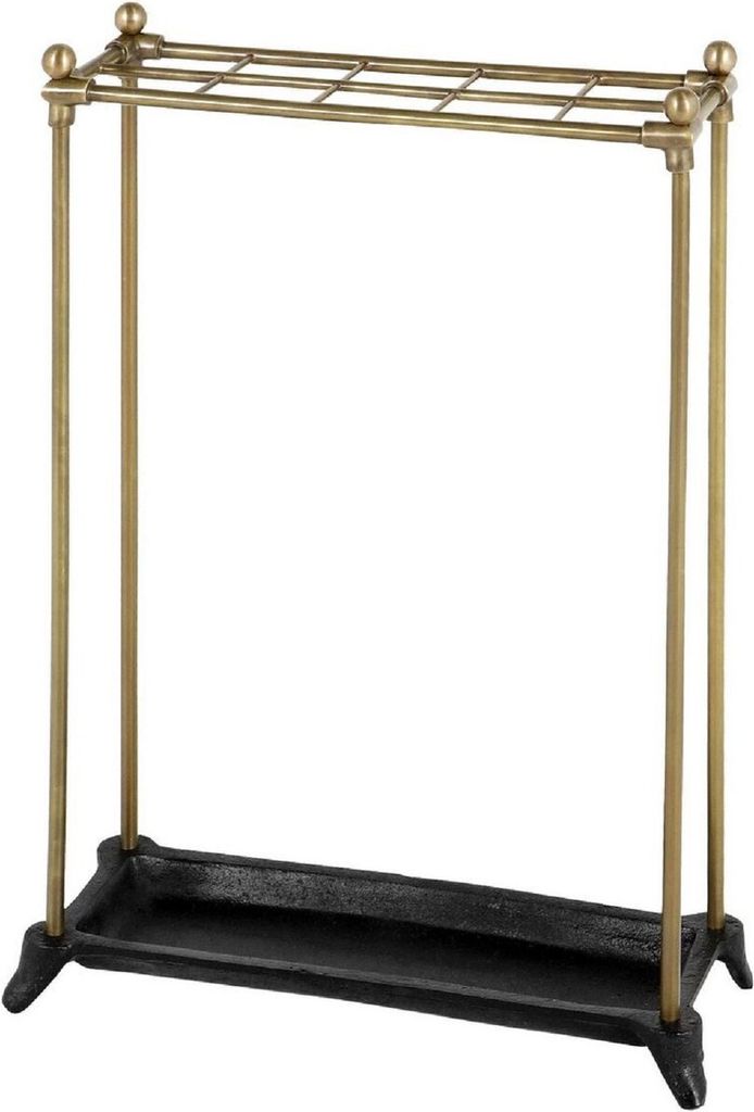 Casa Padrino Luxus Gehstockhalter Antik Messing / Schwarz 40 x 16 x H. 54 cm