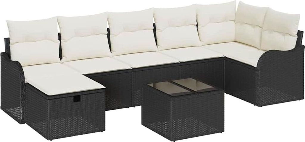 "SALE 2026" Garten-Sofa-Set - elegantes Design - Sitzgruppe mit Sofa, Tisch - mit Kissen 8 pcs Schwarz Poly Rattan - Terassenmöbel DEMöbel291328