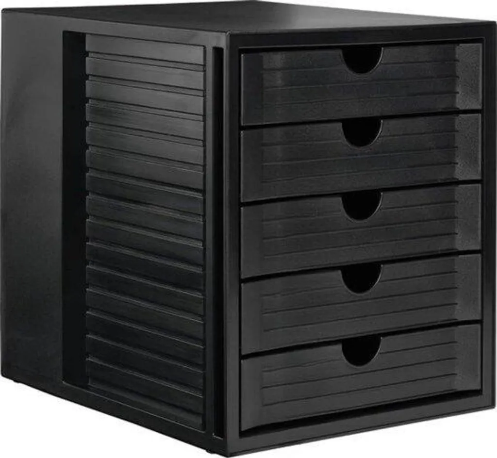 Meuble de rangement DIN A4 noir à 5 tiroirs en métal robuste pour bureau