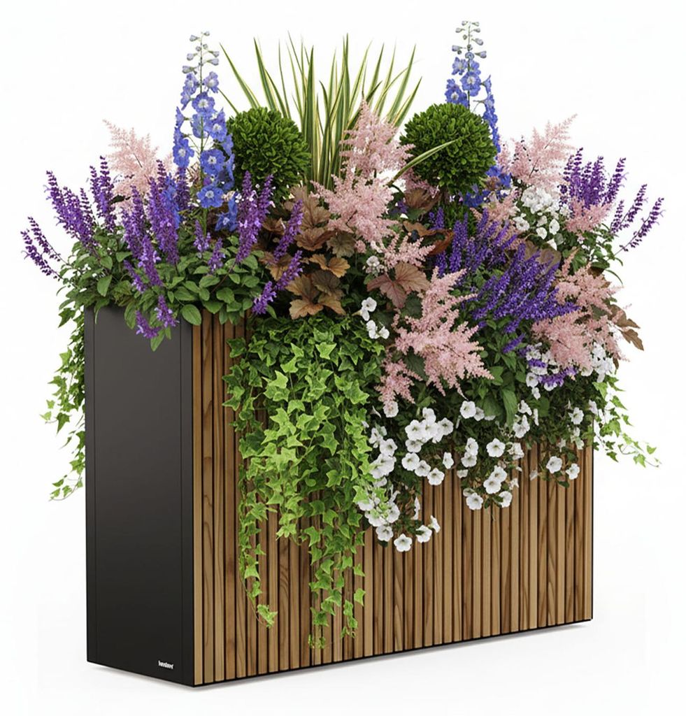Herstera Garden Deco Planter Divider XL hoher Pflanzkübel rechteckig Anthrazit
