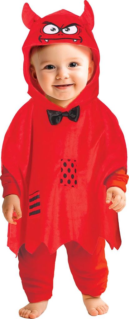 Daemon Poncho Baby Halloween Kapuzen Teufel Rot Kapuzenmantel Spuk Nacht Lustig Uni Kostüm Fabelwesen Abenteuer Fantasy Spaß Charakter Outfit, Gr...