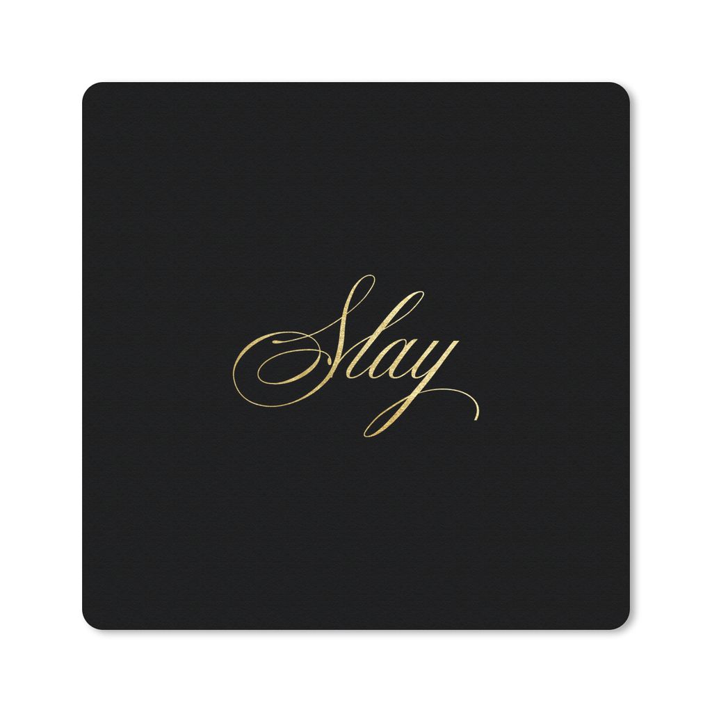 MuchoWow Mauspad Mousepad Zitate - Macht - Gold - Schwarz 20x20 cm - Mousepads - Maus Mat - Pad - Mausunterlage - Desk Mat - Bureauartikeln