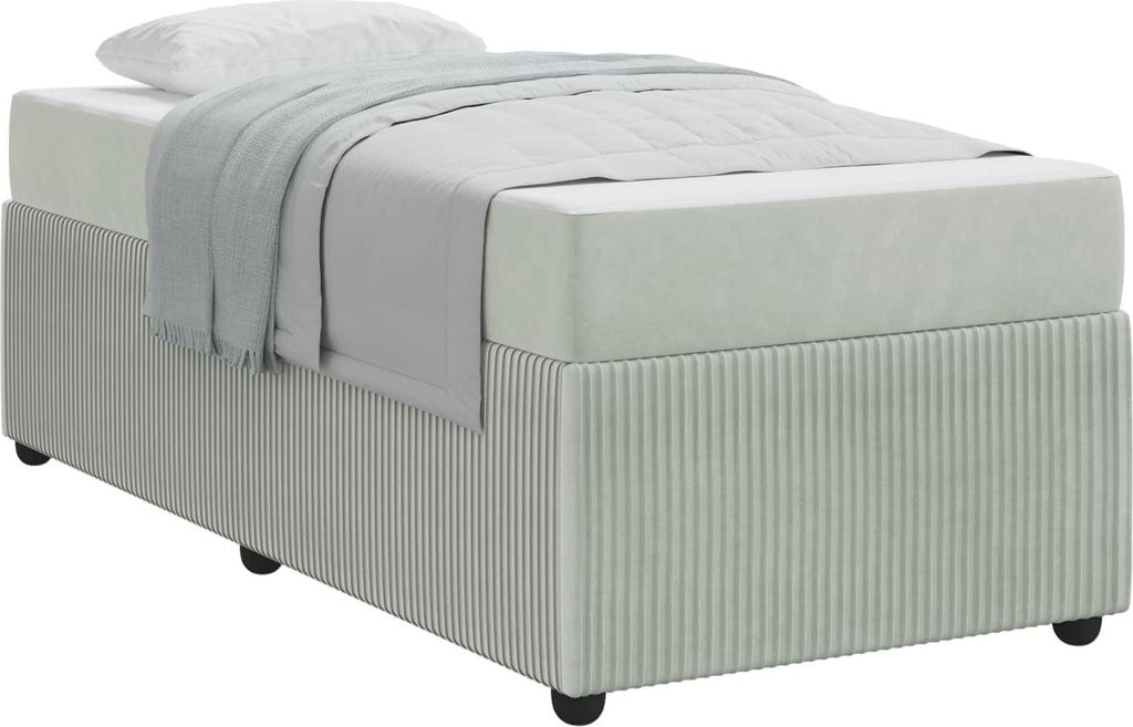 Bettrahmen mit Matratze Hellgrau 80 x 200 cm Stoff