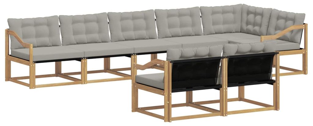 vidaXL Outdoor-Sofagarnitur mit Kissen 8 pcs Weiß und Hellgrau