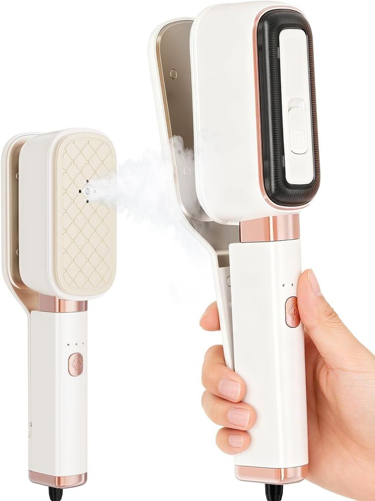 Handdampfbügeleisen für Kleidung, 3-in-1-Mini-Reisebügeleisen, um 180° drehbar, 1000 W, 15 Sekunden Schnellaufheizung, tragbarer Faltenentferne...