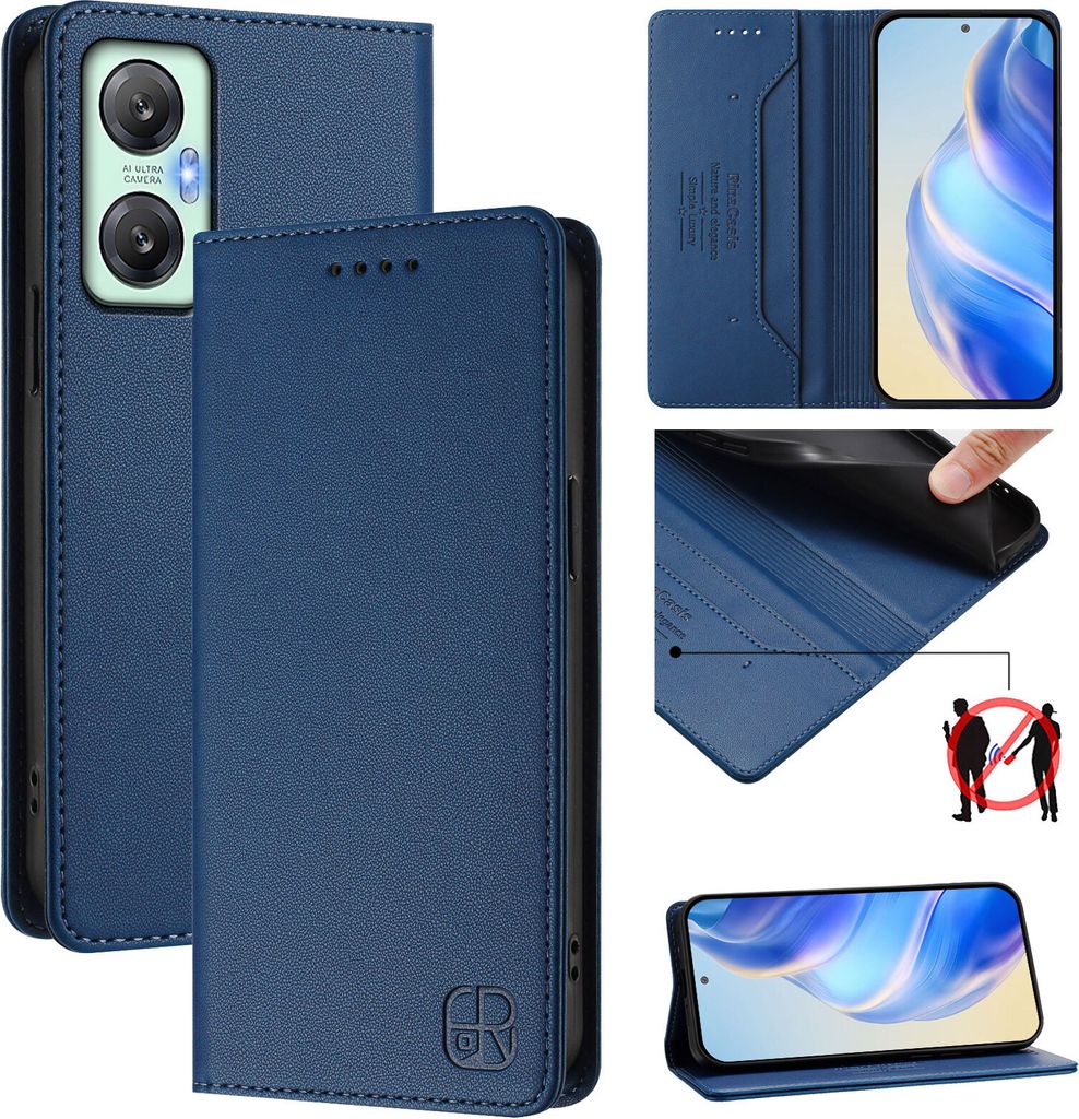 Lederhülle für Infinix Hot 20S/Hot 20 Pro Hülle Flip Brieftasche Kartenfächern Ständer Schutzhülle Blau