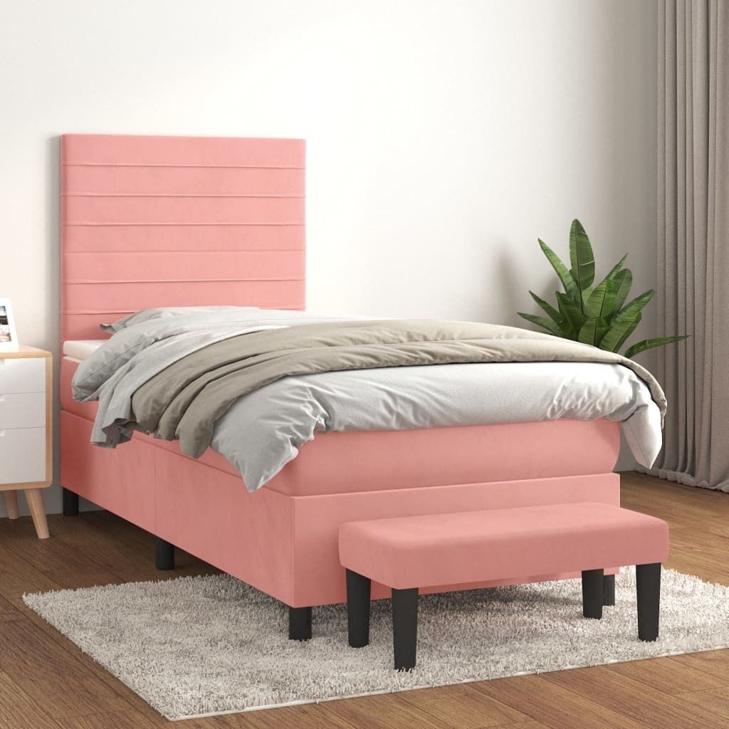 Maison Exclusive - Boxspringbett mit Matratze Rosa 80x200 cm Samt