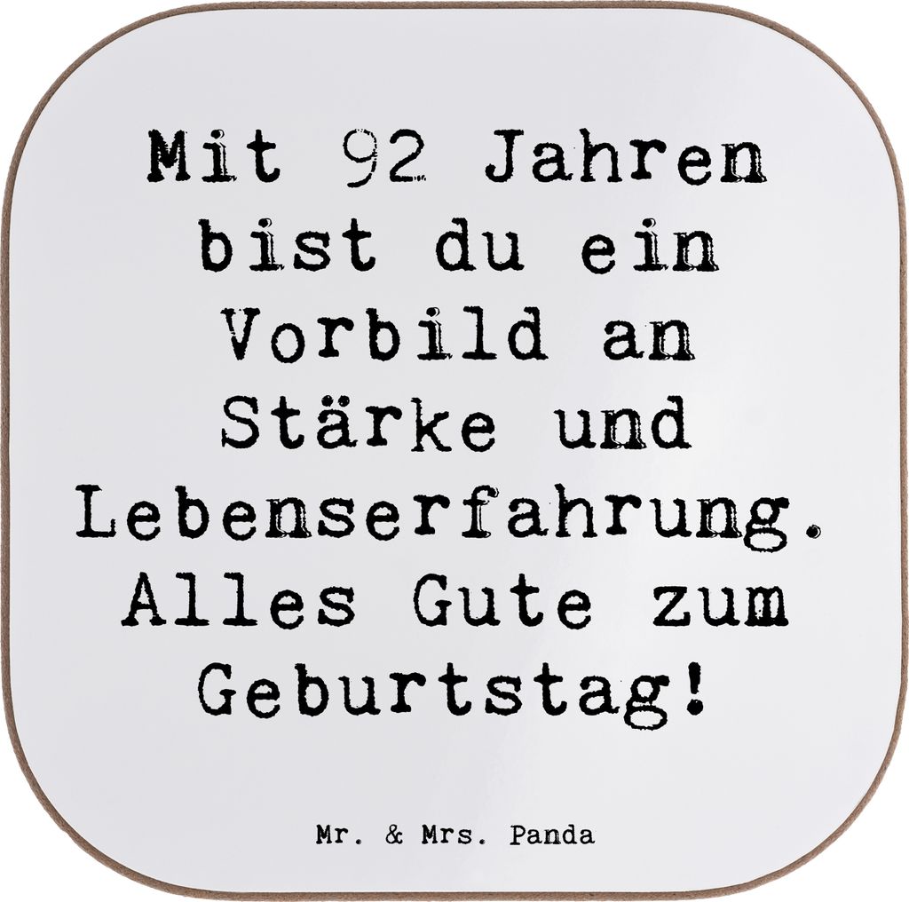 Mr. & Mrs. Panda Tischuntersetzer Spruch 92. Geburtstag Wunder - Weiß - Geschenk, Untersetzer für Gläser, Erinnerungen feiern, gläseruntersetze...