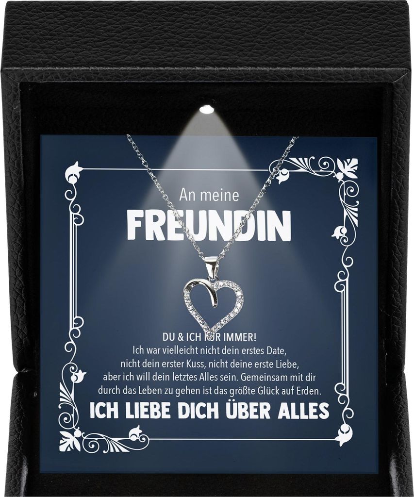 22Feels Freundin Geschenk Ich Liebe Dich Kette - Silber 925/000 Herz Frauen Schmuck - Damen Valentinstag für Sie Jahrestag Schatz - Karte Premium ...