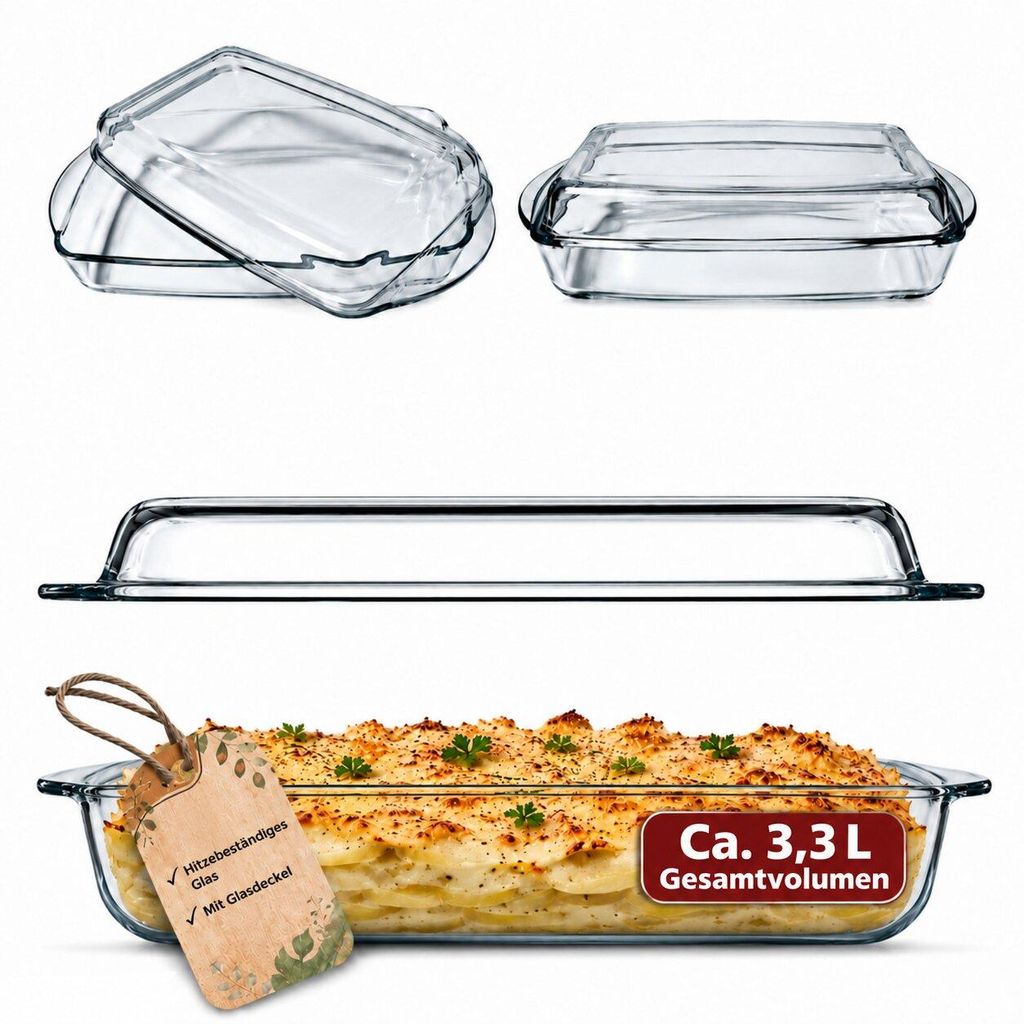 BigDean Auflaufform mit Deckel 3,3L – rechteckige Produktbild 