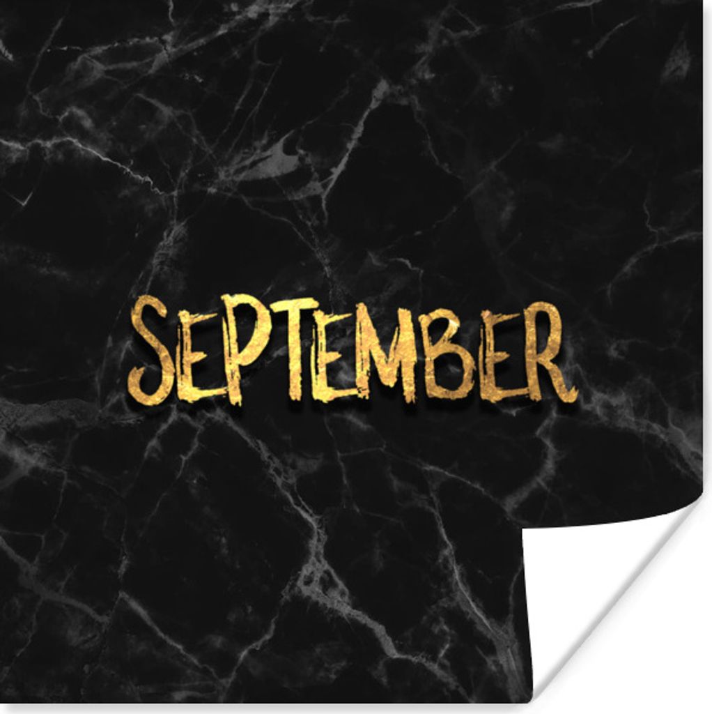 MuchoWow Poster Kalender - September - Gold - Marmor 50x50 cm - Wohnzimmerdekoration